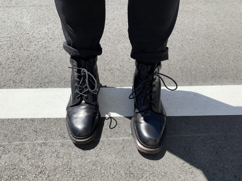 black polish on cherry red dr martens