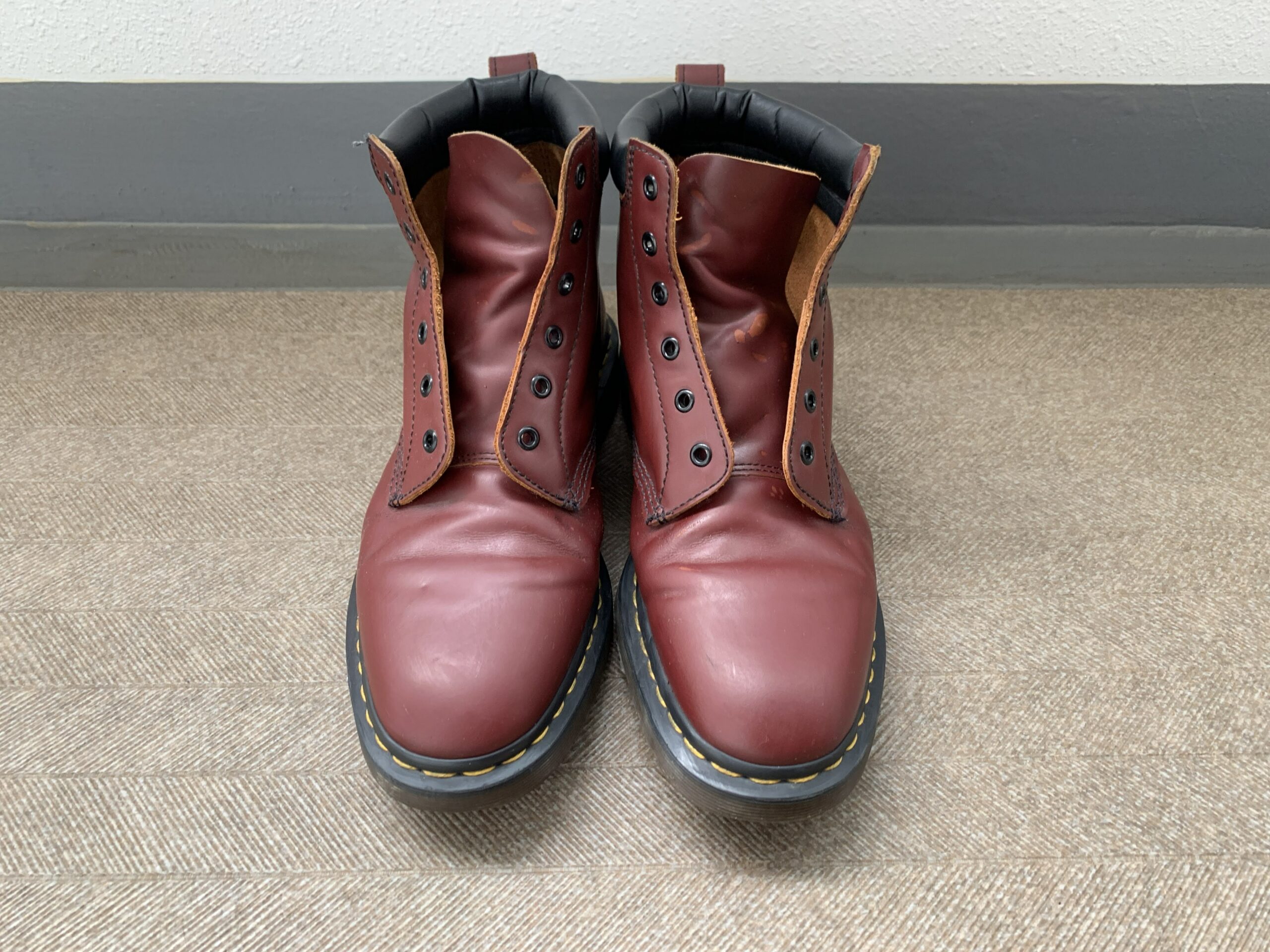 black polish on cherry red dr martens