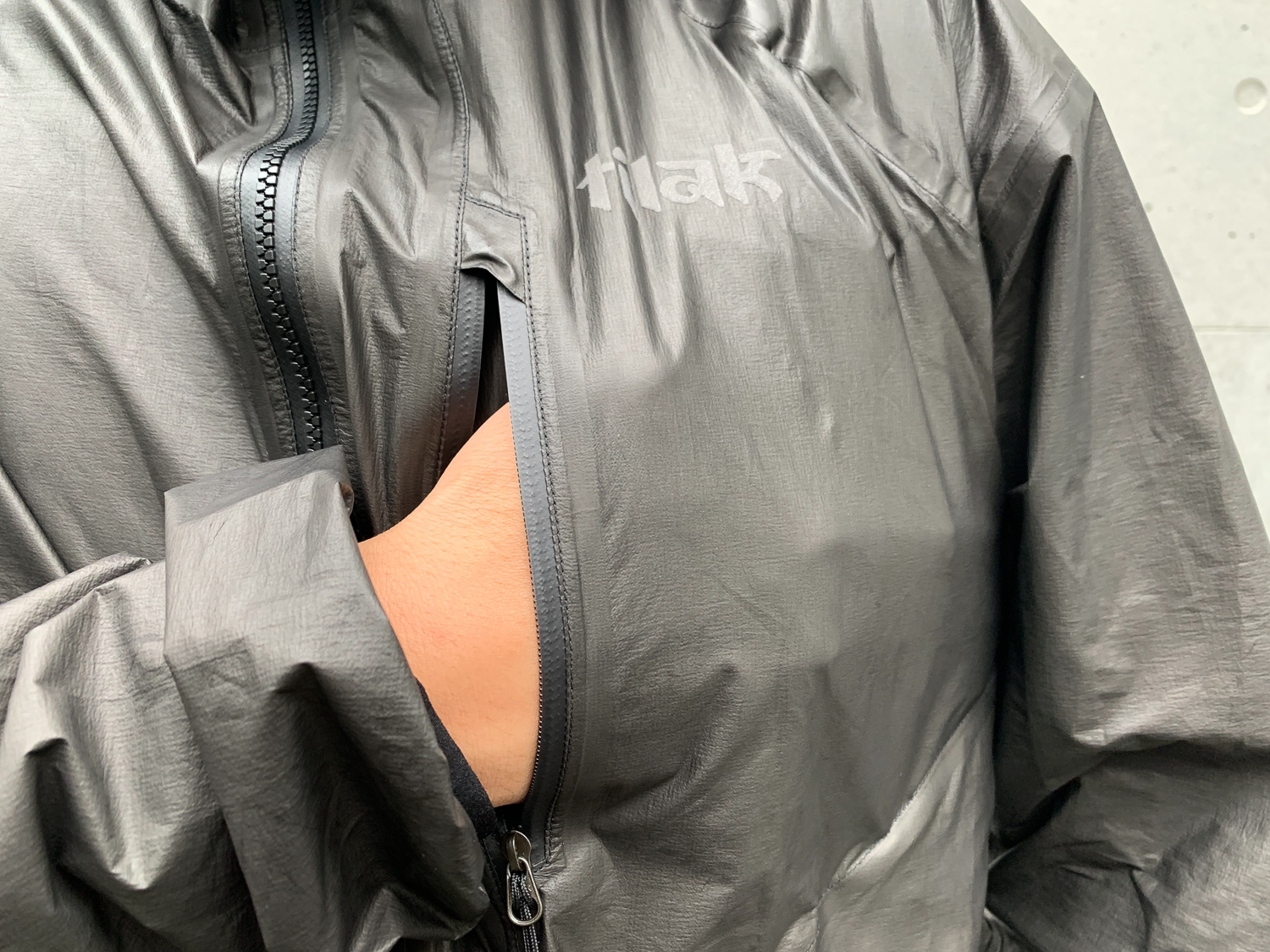 A packable rain jacket with premium materials.