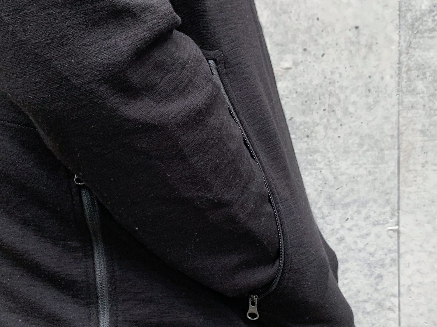 Black hoodie with huge pockets.