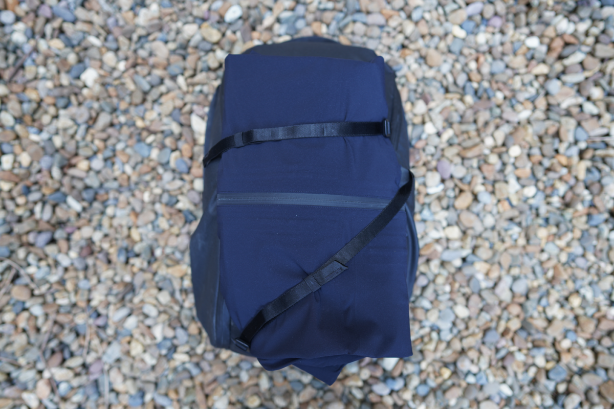 Peak Design Everyday Backpack with Outlier Ecstasy in the Rain.