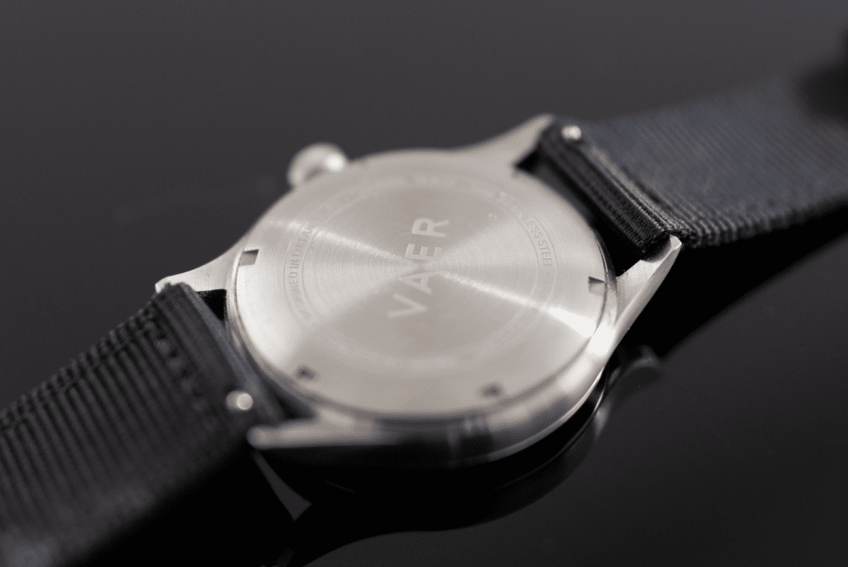 Minimal branding on the Vaer C5 Field Watch