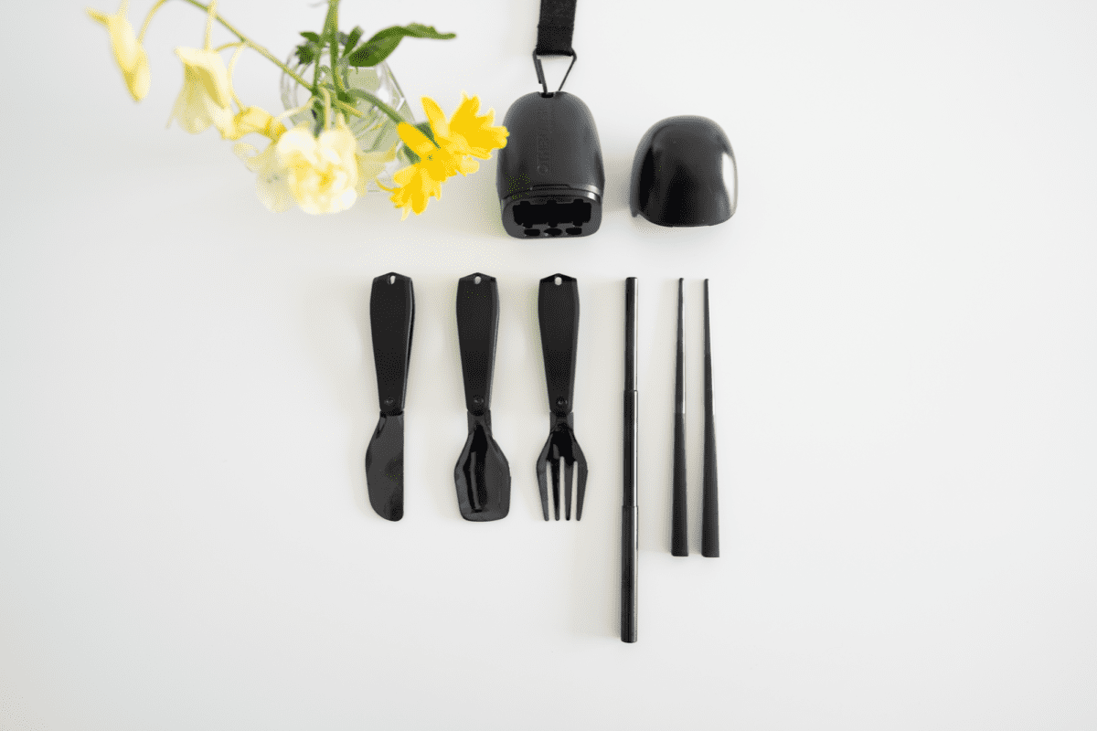 PLASTIC SUCKS Travel Cutlery Set w/ Hemp Pouch -Stainless Steel Utensils,  Straw and Chopsticks - Conscious Cutlery