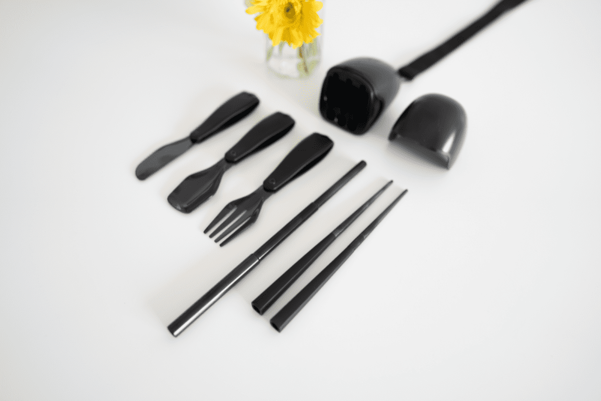 PLASTIC SUCKS Travel Cutlery Set w/ Hemp Pouch -Stainless Steel Utensils,  Straw and Chopsticks - Conscious Cutlery