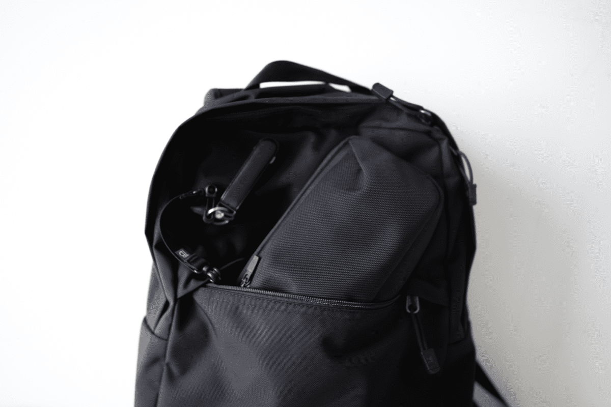 The TOM BIHN Paragon Backpack with the JIBBON Key Organizer and Aer Slim Pouch.